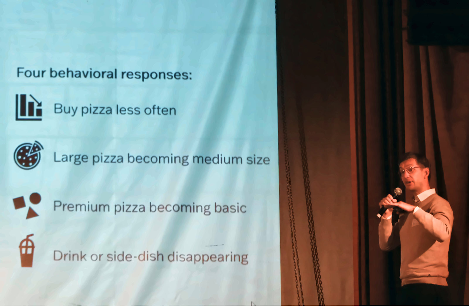 Jaap Wildeboer of The European Pizza Company presenting four ways customers react to higher prices